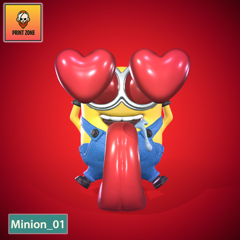 MINION IN LOVE 01 VALENTINE STL FILE 3D print model_2