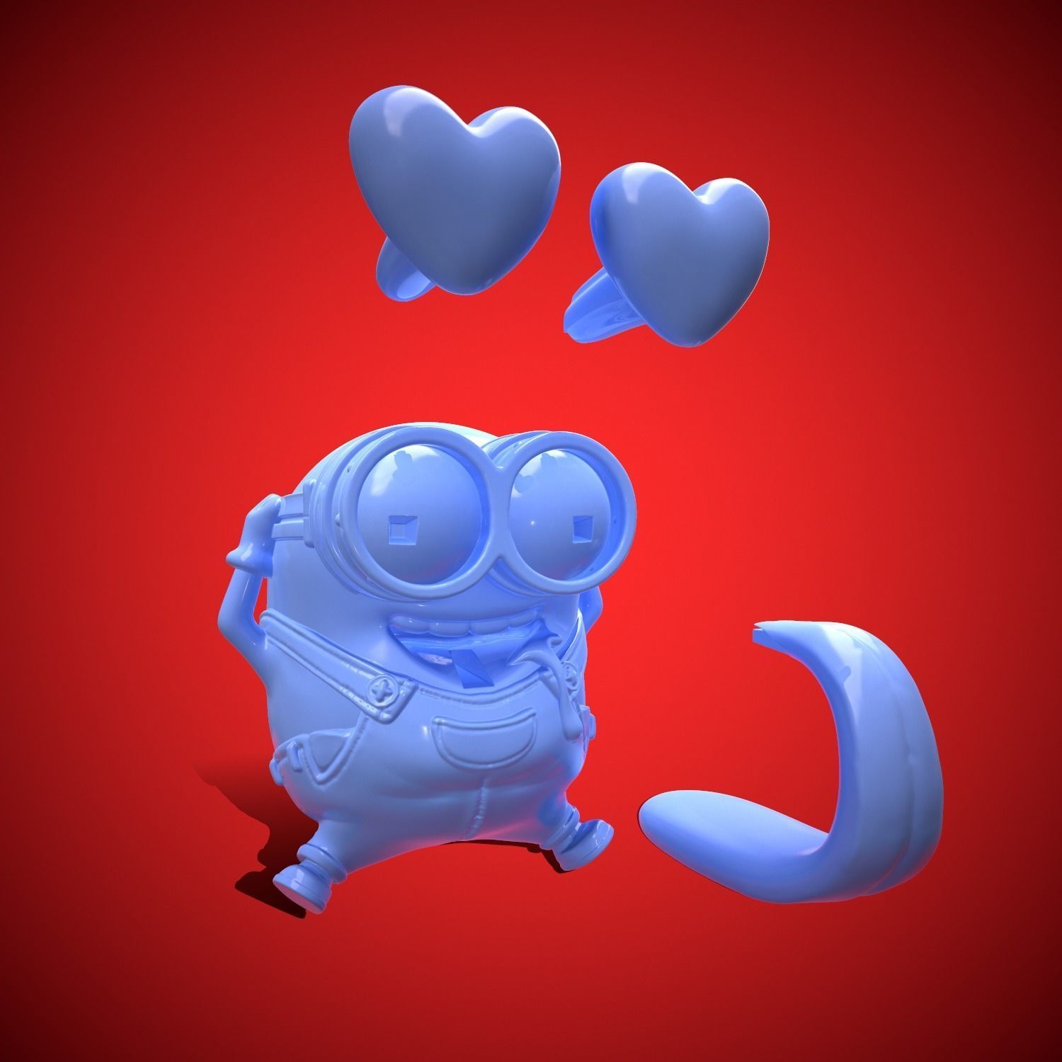 MINION IN LOVE 01 VALENTINE STL FILE 3D print model_5