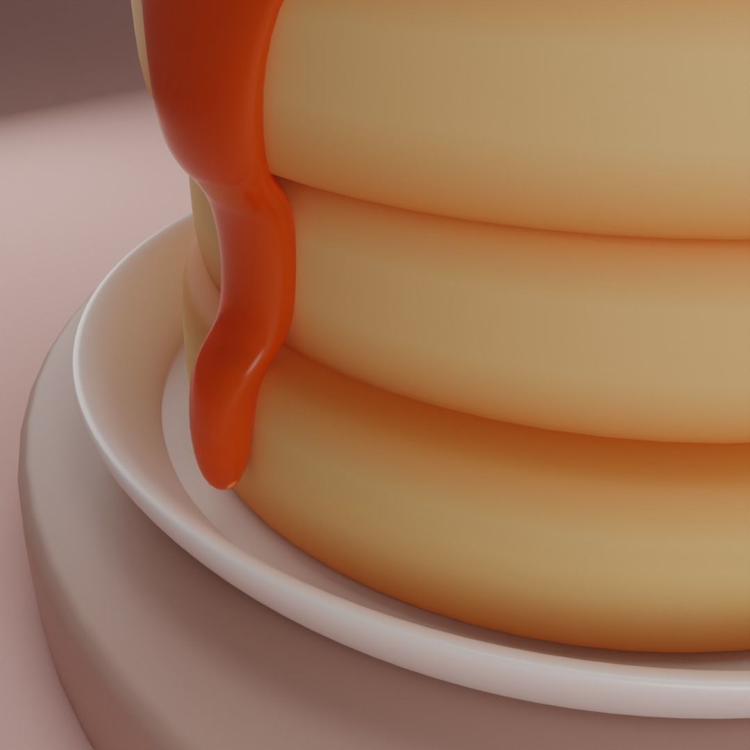 stylized pancake table Low-poly 3D model_3