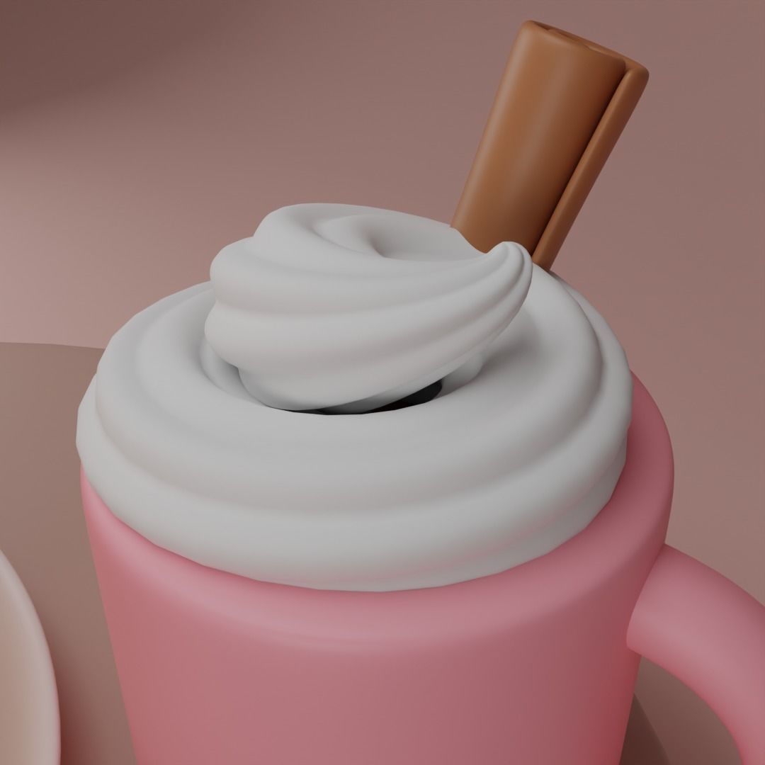 stylized pancake table Low-poly 3D model_2