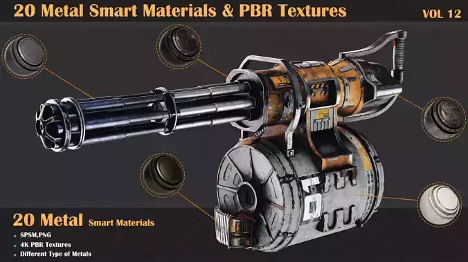 20 Metal Smart Materials and PBR Textures - Vol 12  