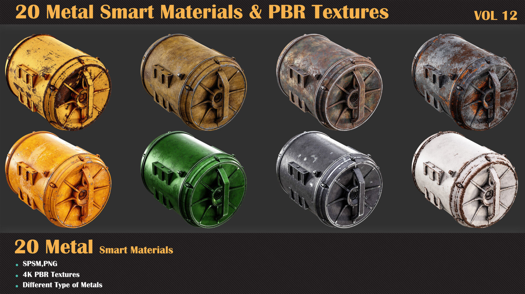 20 Metal Smart Materials and PBR Textures - Vol 12 Texture_3