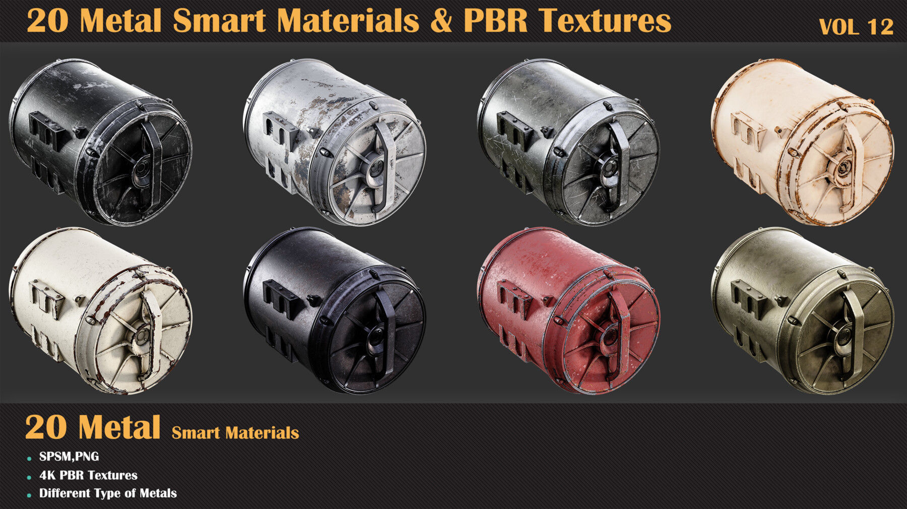 20 Metal Smart Materials and PBR Textures - Vol 12 Texture_2