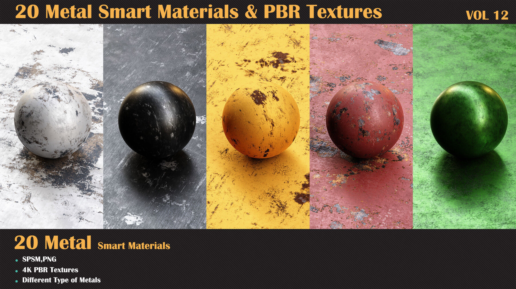 20 Metal Smart Materials and PBR Textures - Vol 12 Texture_5