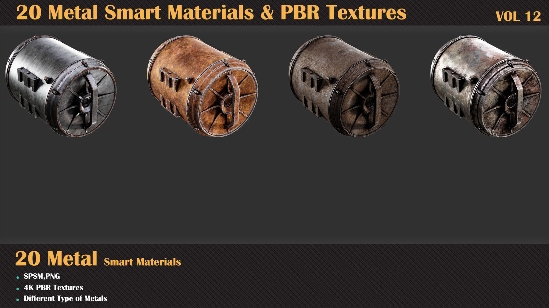 20 Metal Smart Materials and PBR Textures - Vol 12 Texture_4