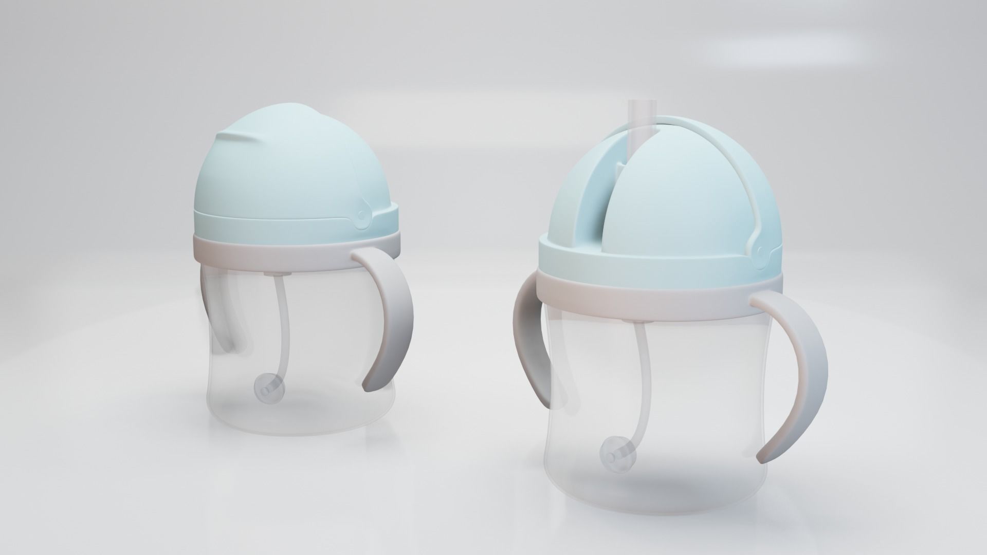 Bottle with Straw for Baby 3D model_2