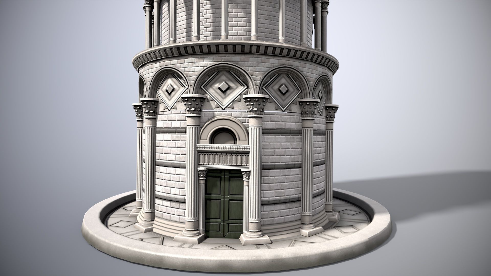 Tower Of Pisa Low-poly 3D model_2