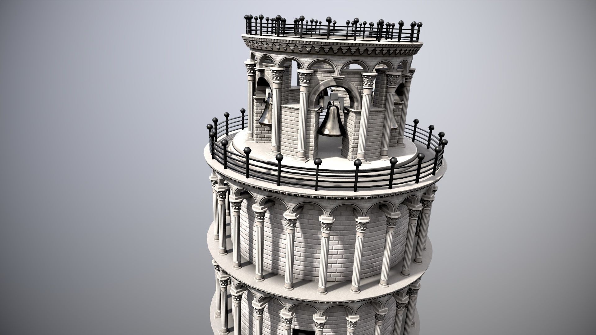 Tower Of Pisa Low-poly 3D model_3