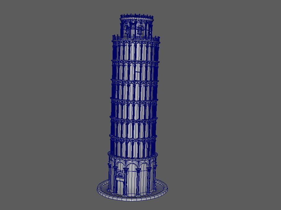 Tower Of Pisa Low-poly 3D model_9