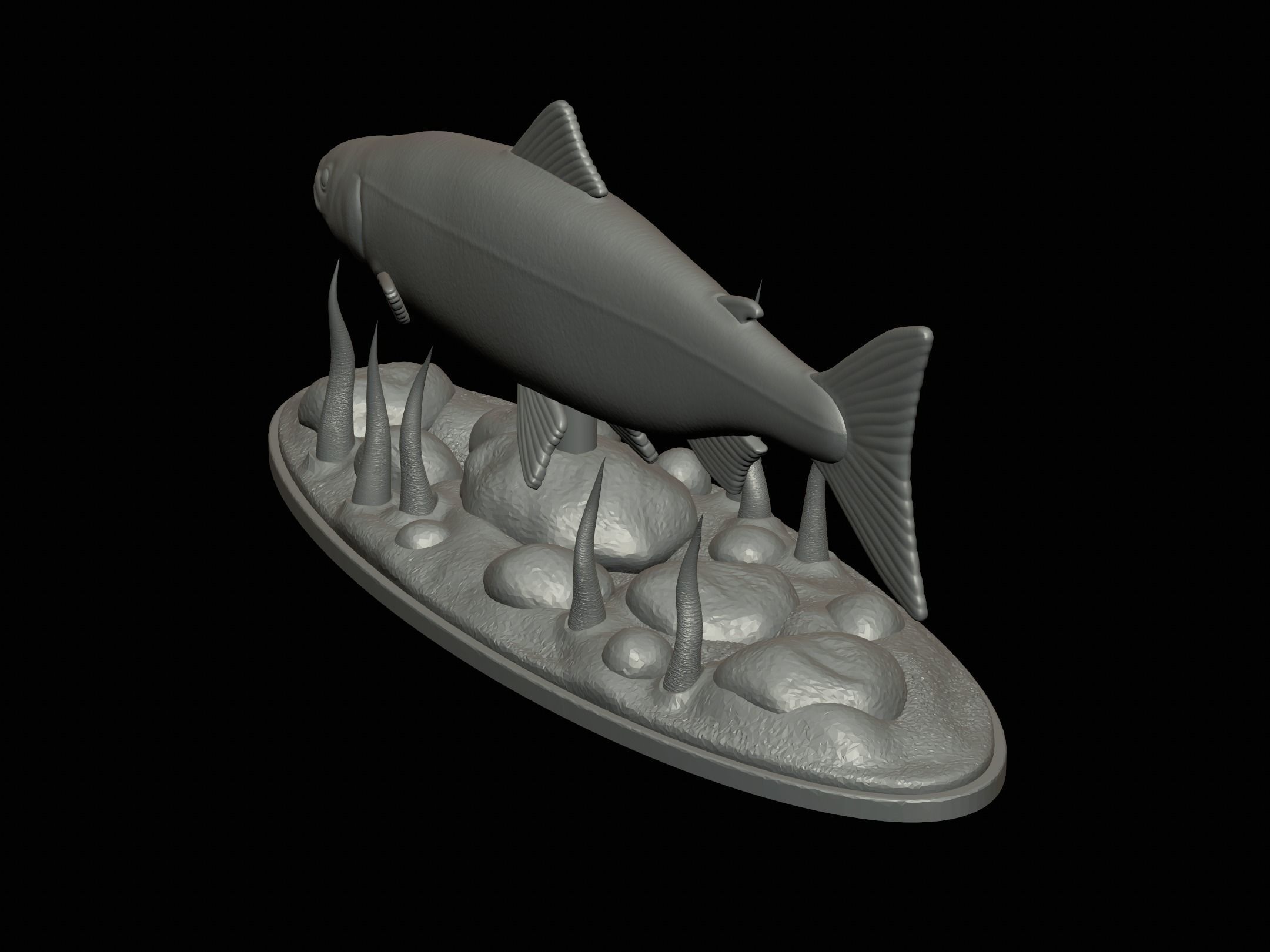 Atlantic salmon  fish underwater statue 3D print model_14