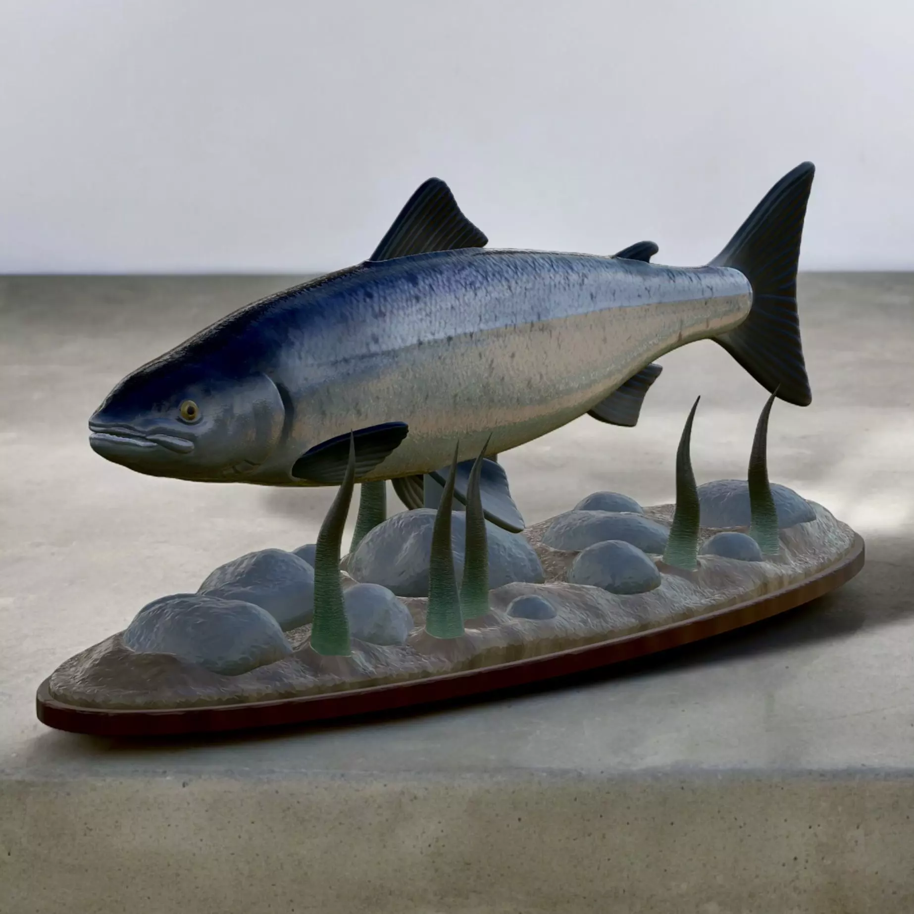 Atlantic salmon  fish underwater statue 3D print model_0