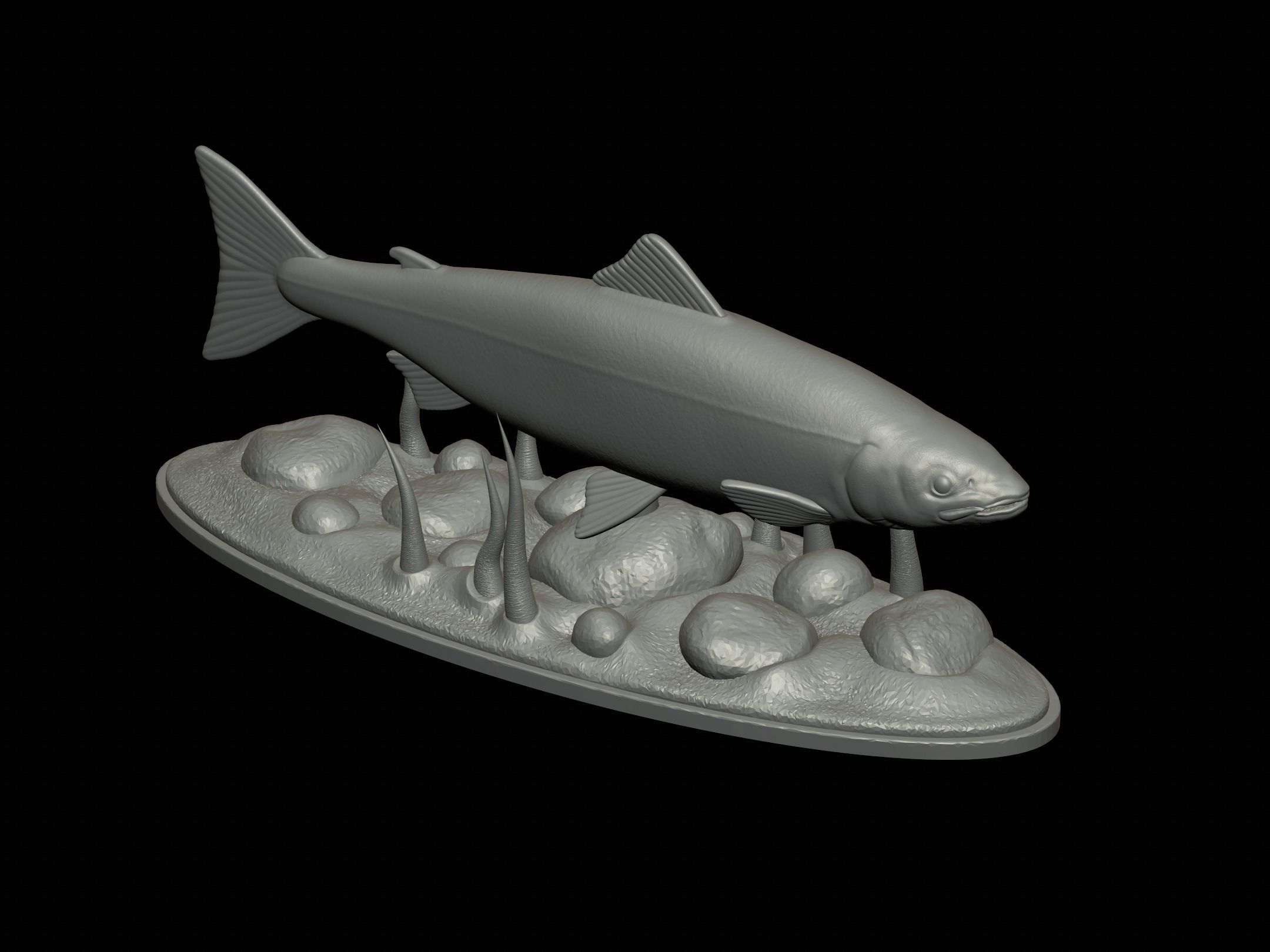 Atlantic salmon  fish underwater statue 3D print model_10