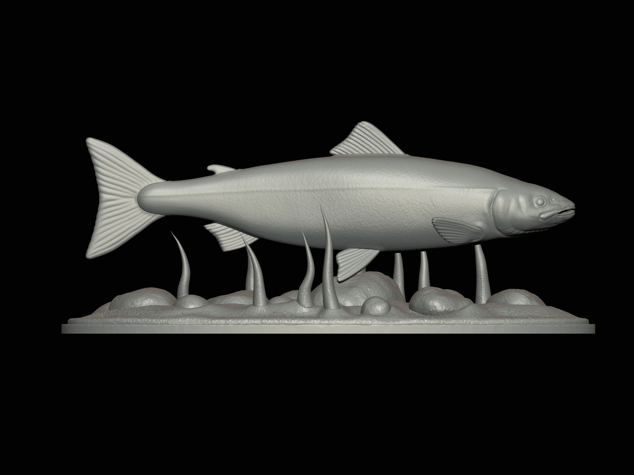 Atlantic salmon  fish underwater statue 3D print model_9