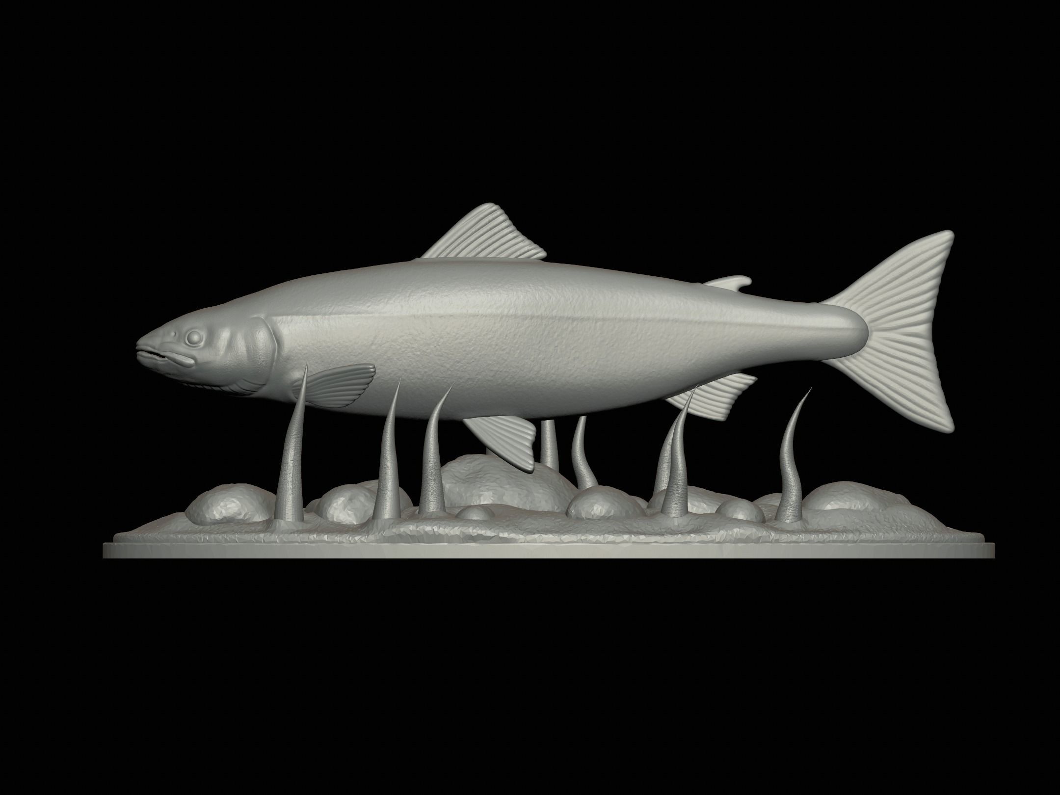 Atlantic salmon  fish underwater statue 3D print model_8