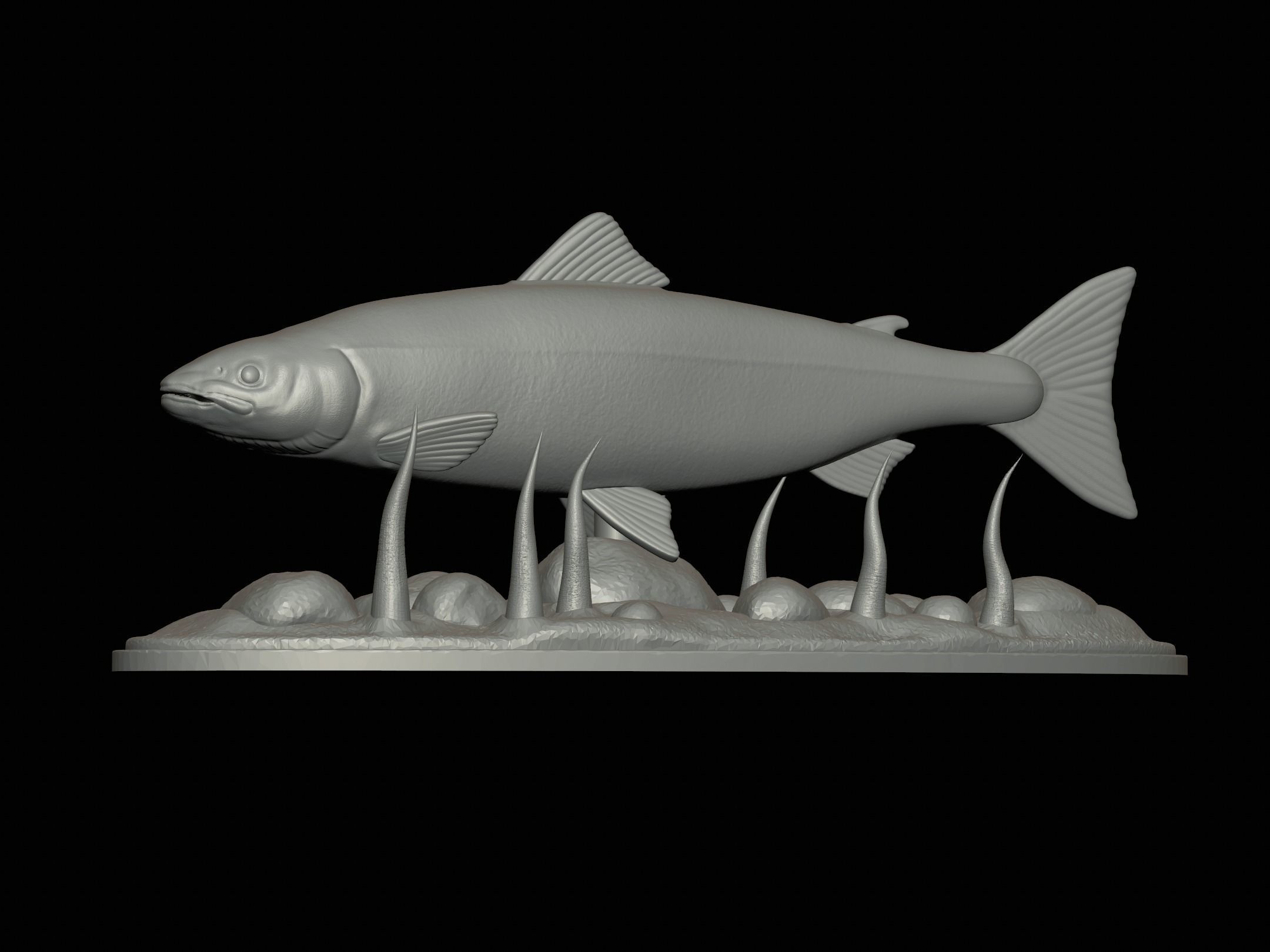 Atlantic salmon  fish underwater statue 3D print model_13