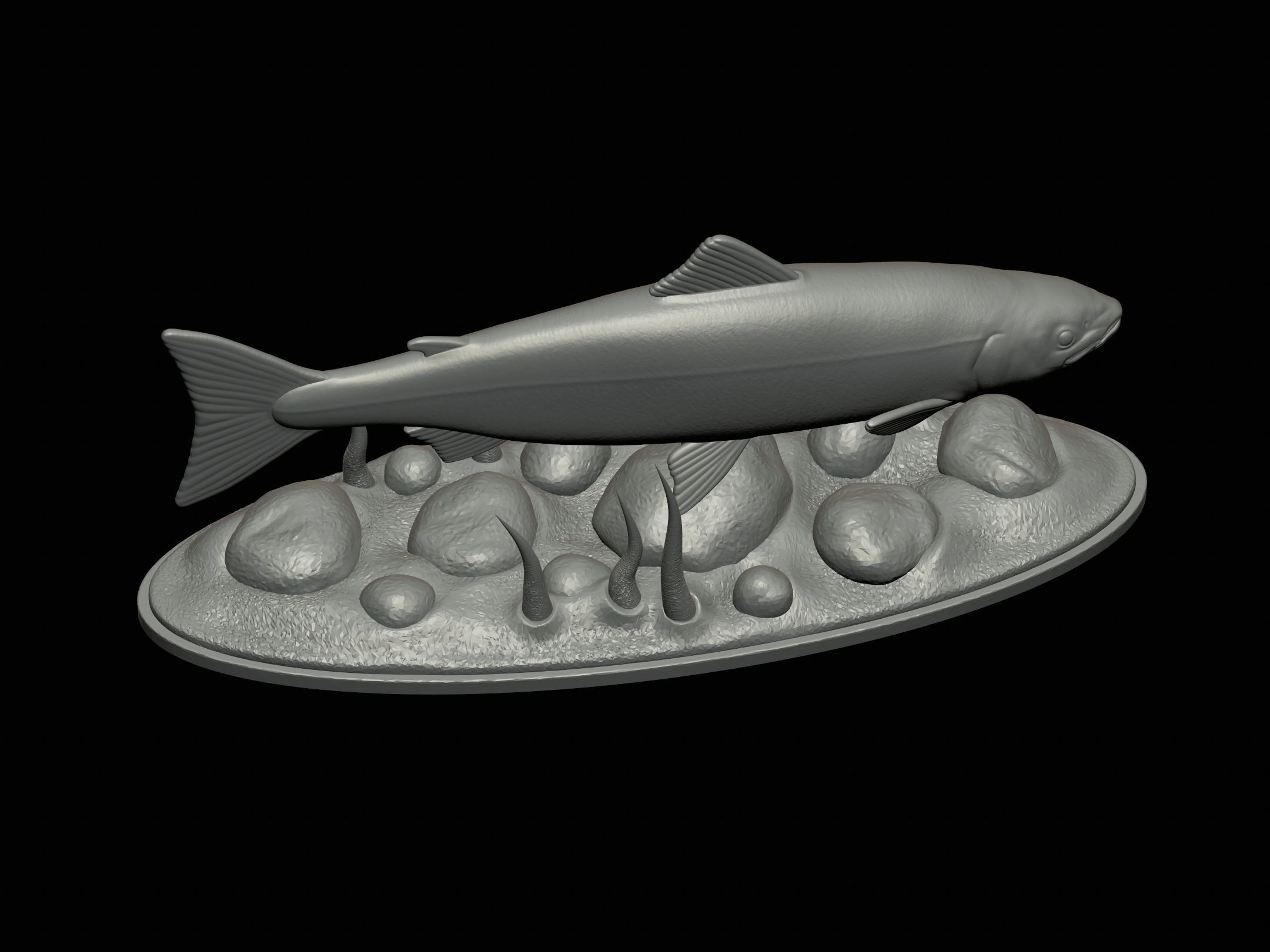 Atlantic salmon  fish underwater statue 3D print model_15