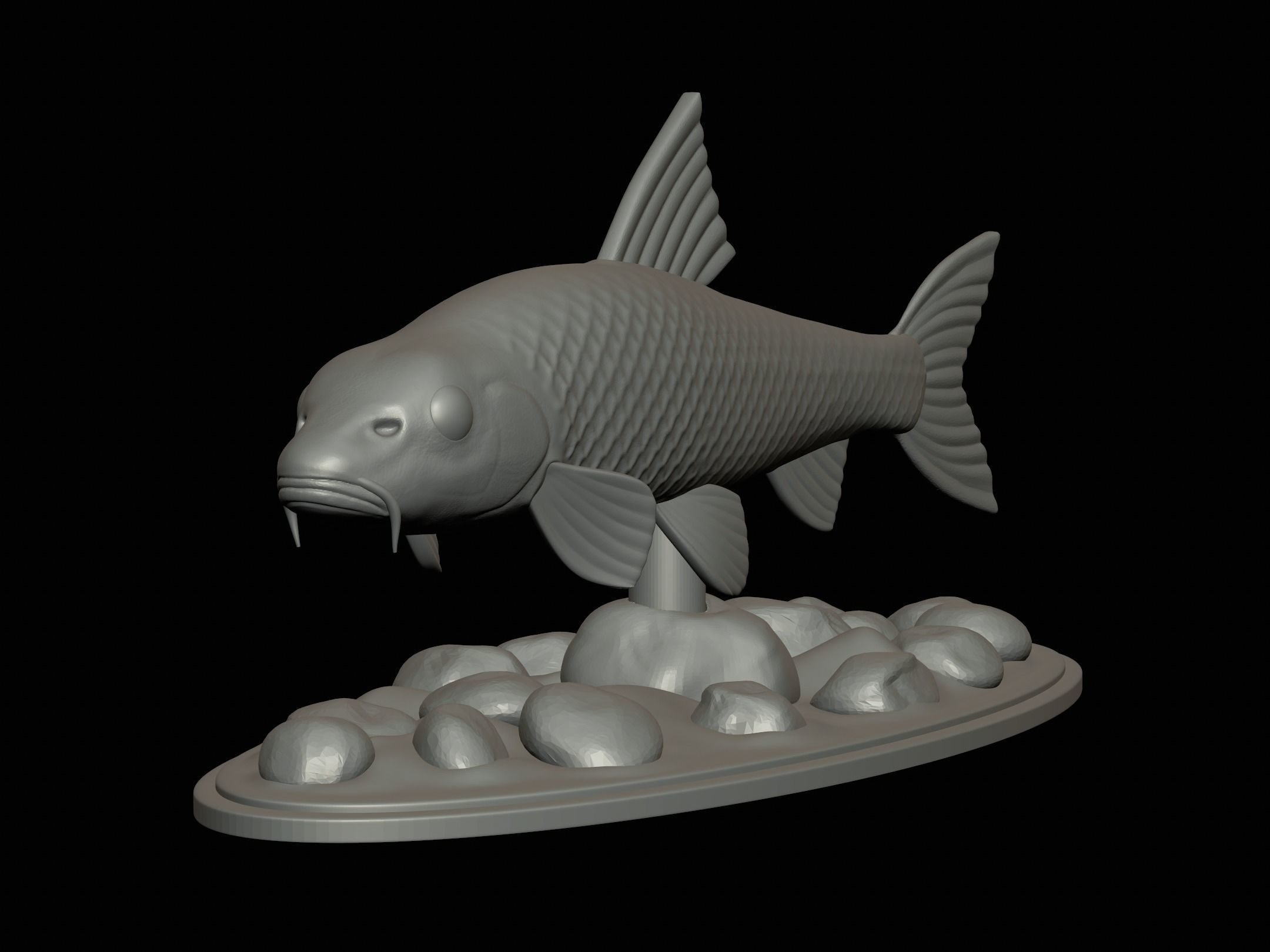 fish gudgeon underwater statue detailed texture 3D print model_5