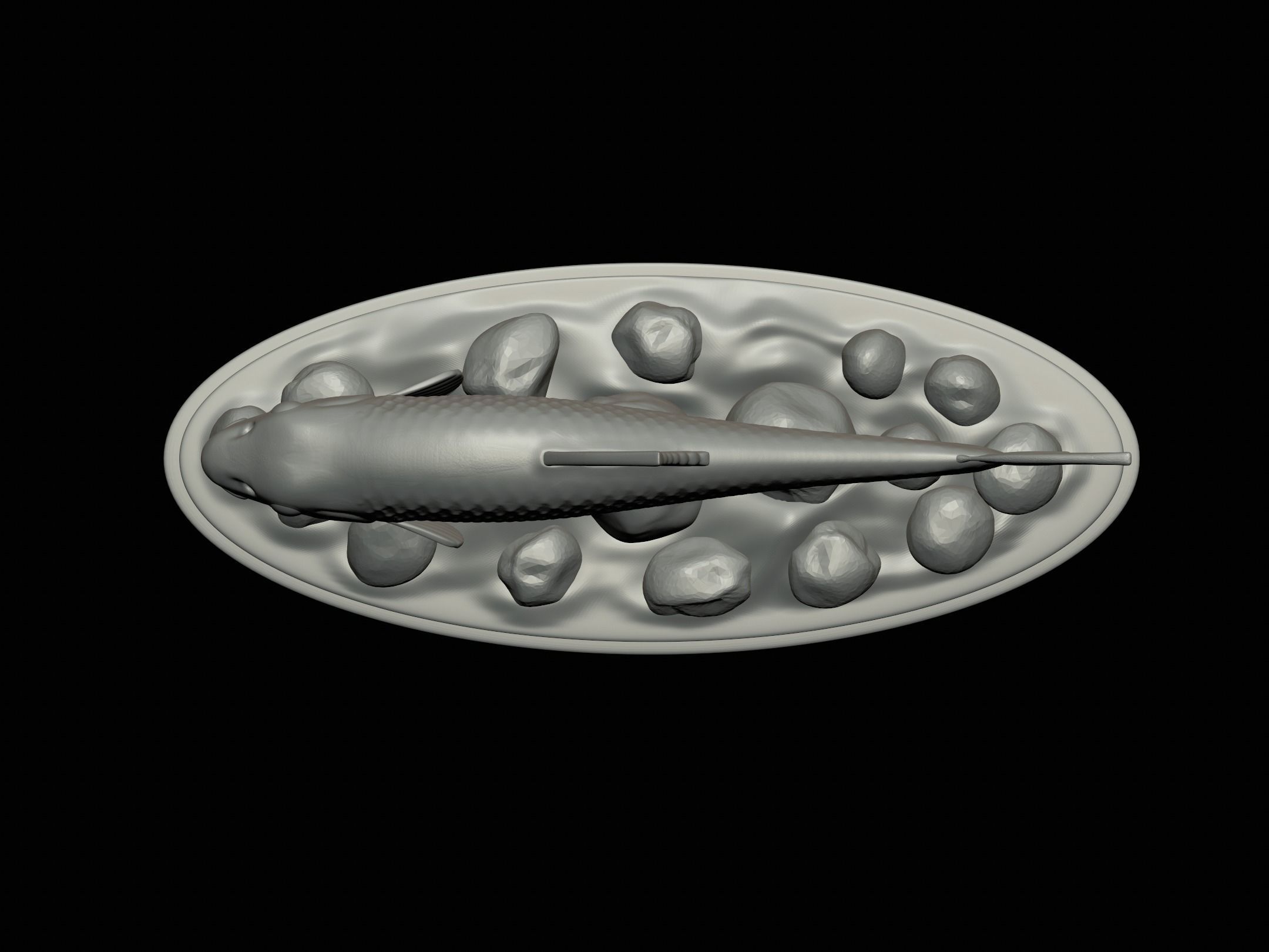 fish gudgeon underwater statue detailed texture 3D print model_14