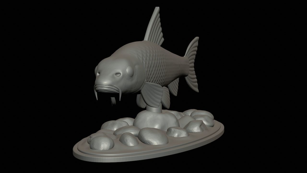 fish gudgeon underwater statue detailed texture 3D print model_13