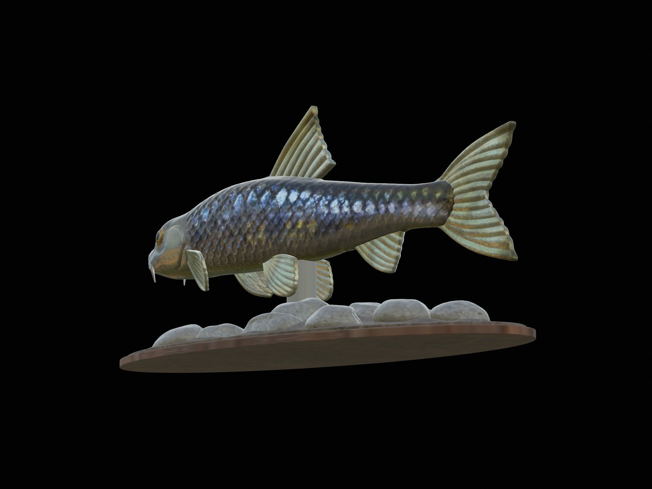 fish gudgeon underwater statue detailed texture 3D print model_7