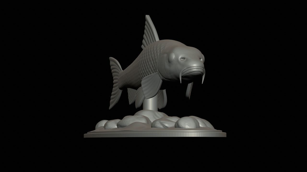 fish gudgeon underwater statue detailed texture 3D print model_2