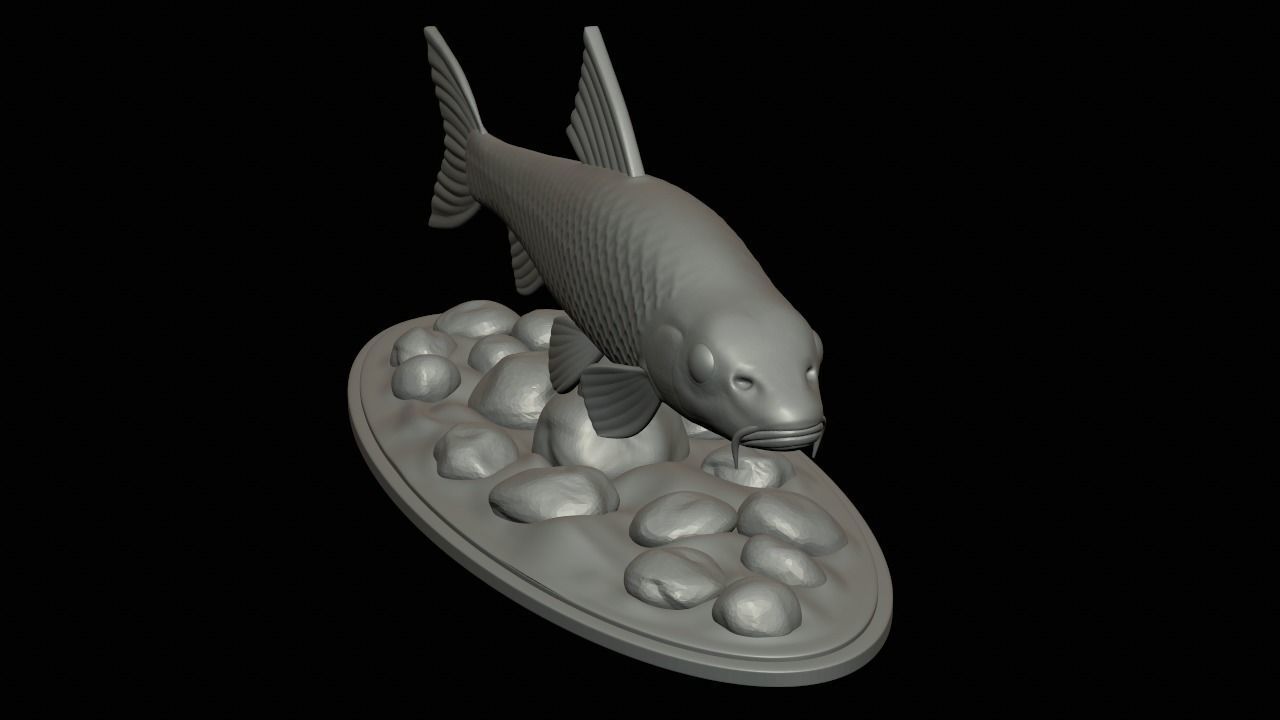 fish gudgeon underwater statue detailed texture 3D print model_3