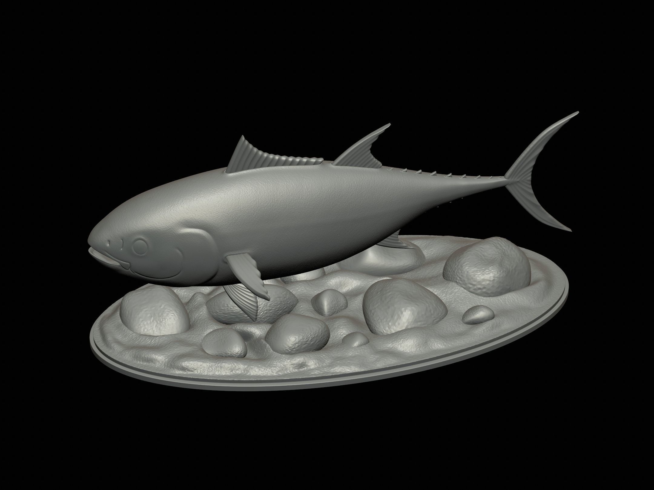 fish Atlantic bluefin tuna underwater statue detailed texture 3D print model_11