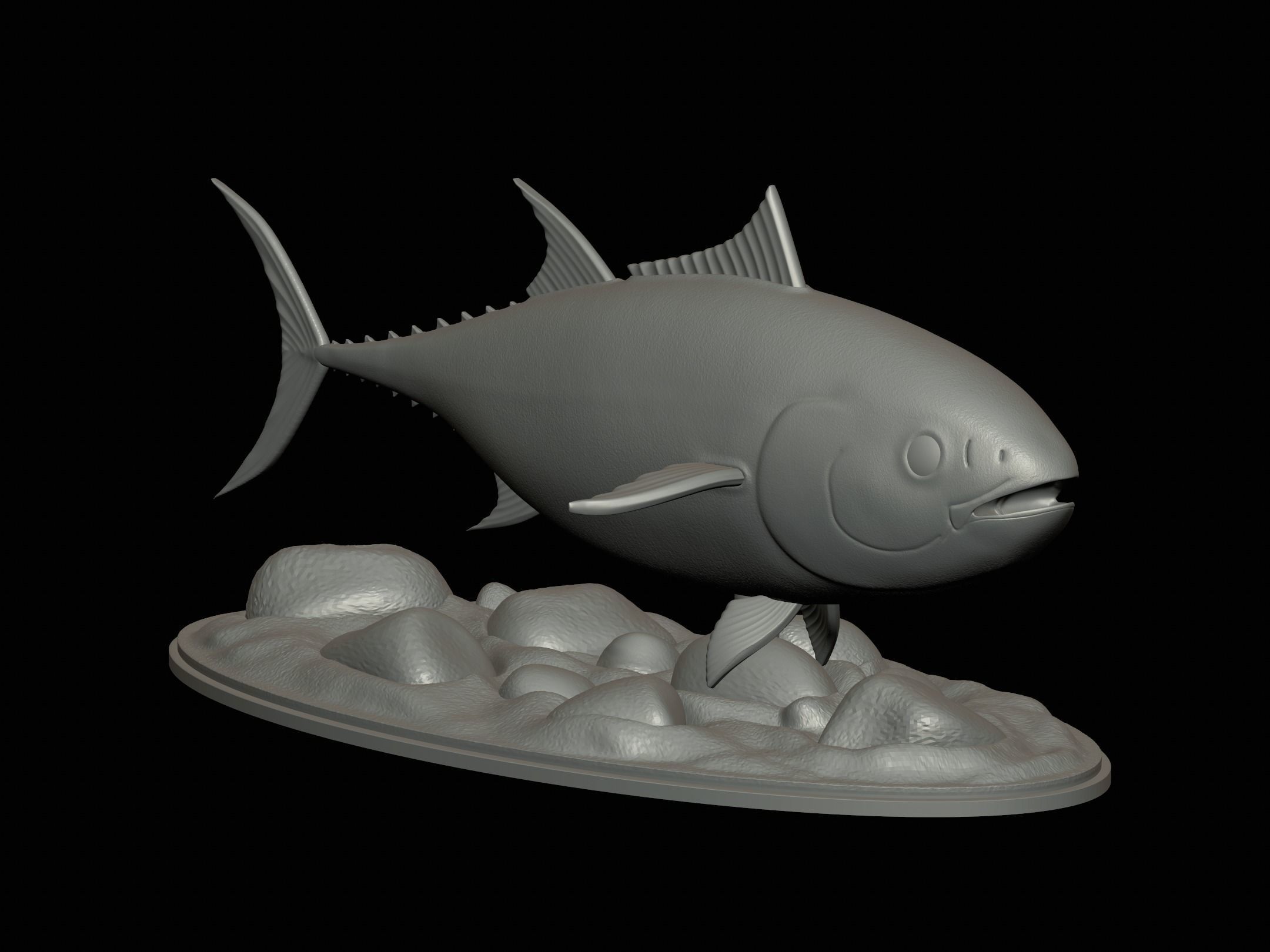 fish Atlantic bluefin tuna underwater statue detailed texture 3D print model_8