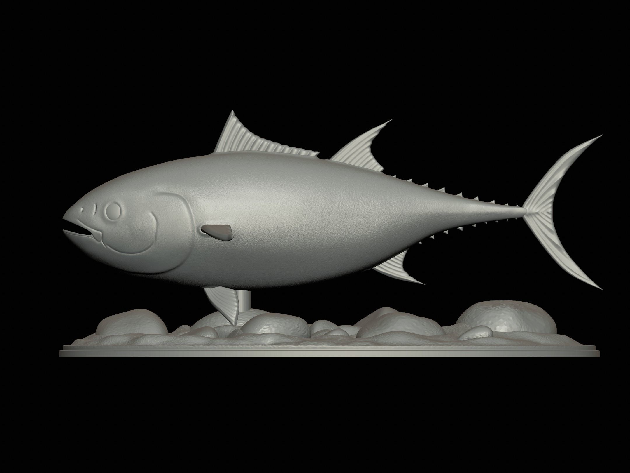 fish Atlantic bluefin tuna underwater statue detailed texture 3D print model_5