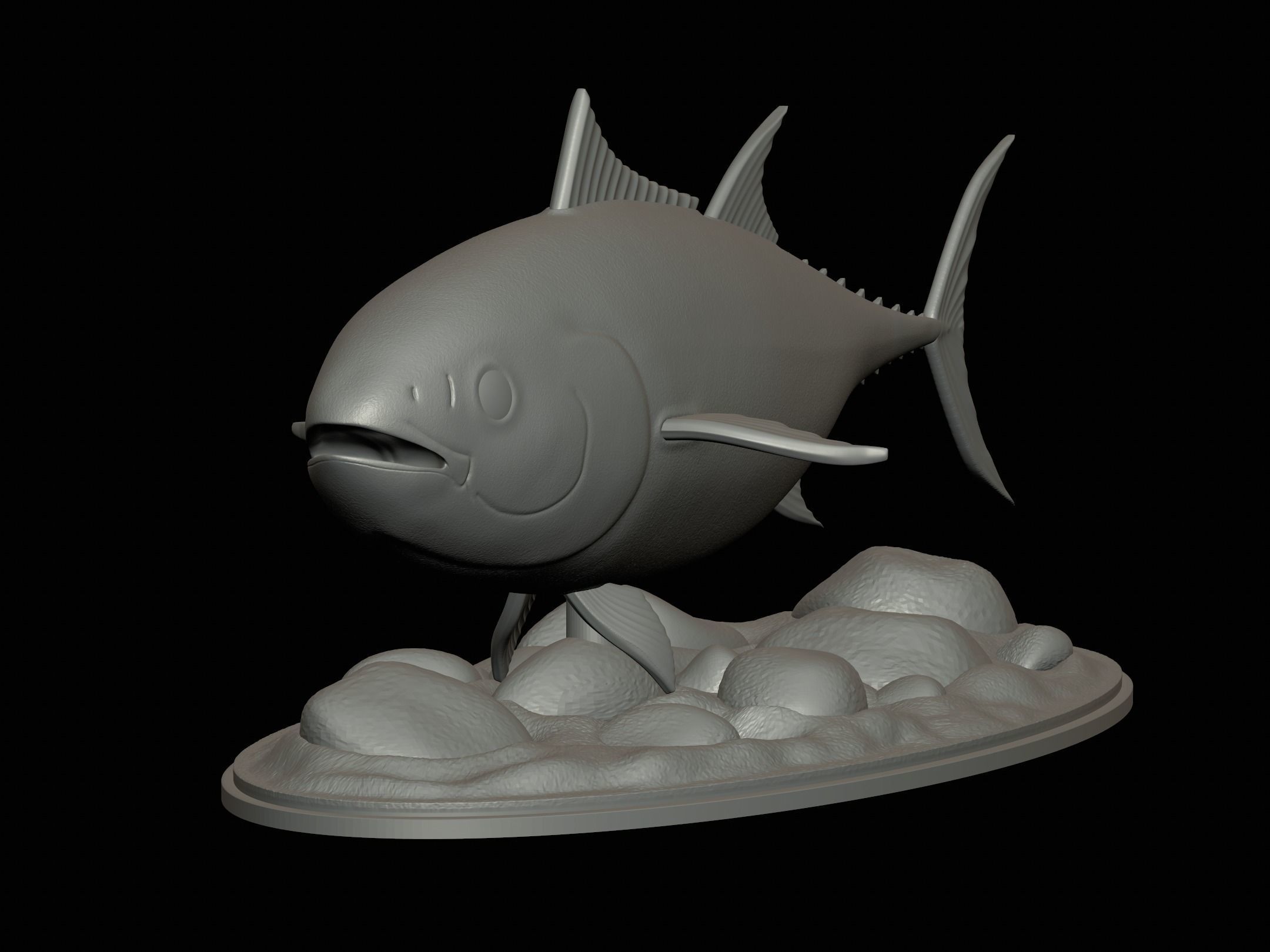 fish Atlantic bluefin tuna underwater statue detailed texture 3D print model_15