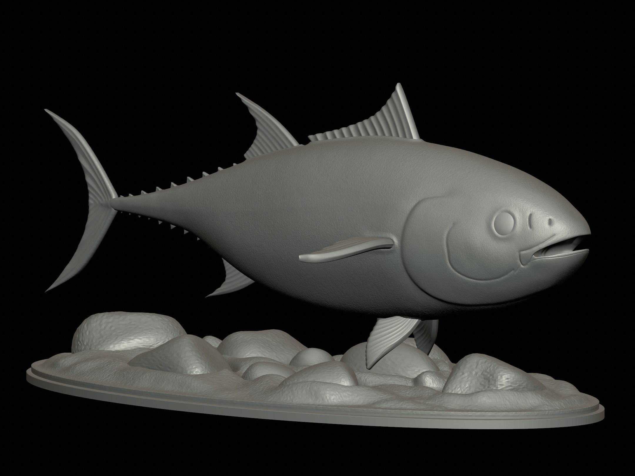 fish Atlantic bluefin tuna underwater statue detailed texture 3D print model_14
