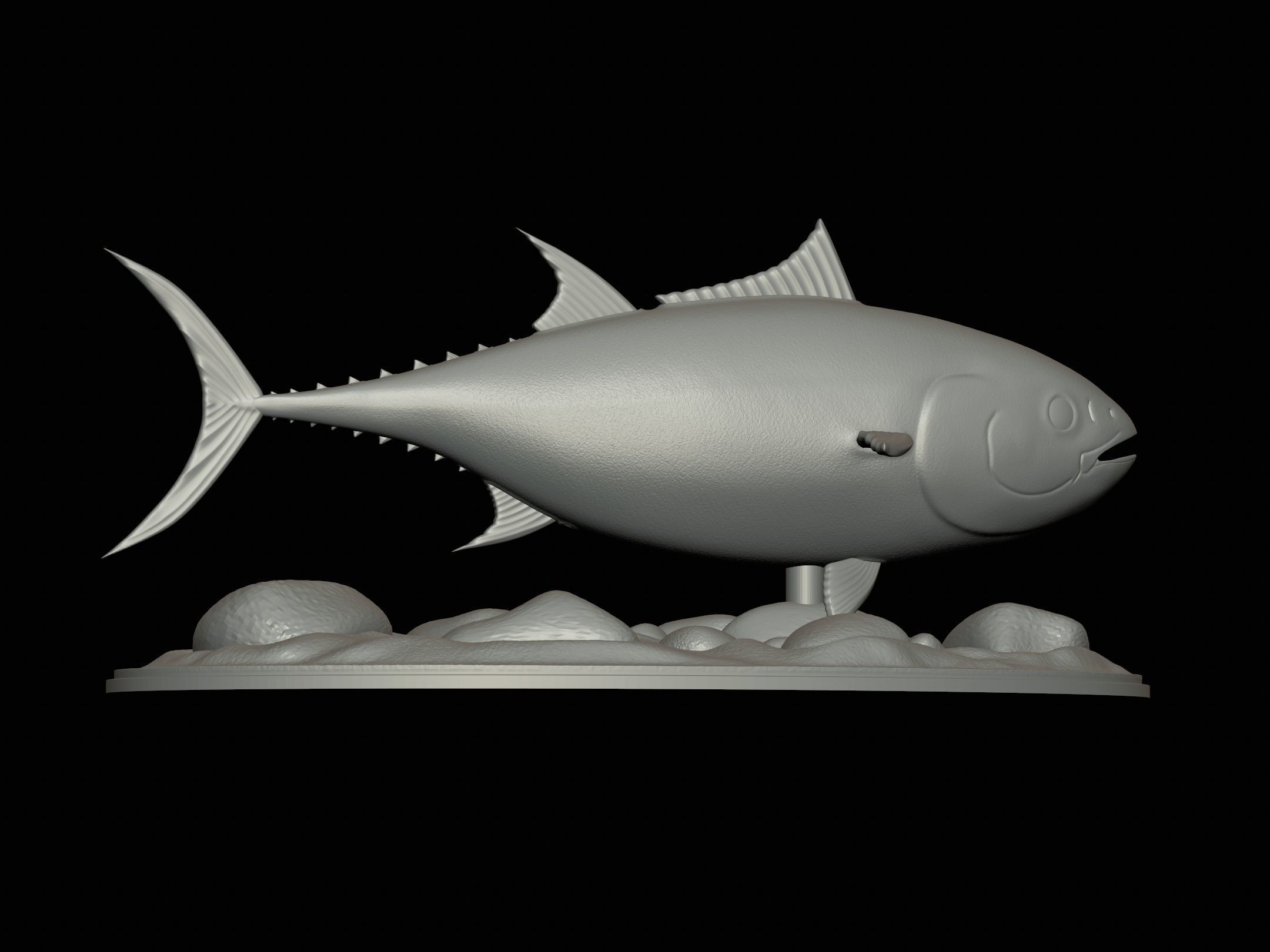 fish Atlantic bluefin tuna underwater statue detailed texture 3D print model_7