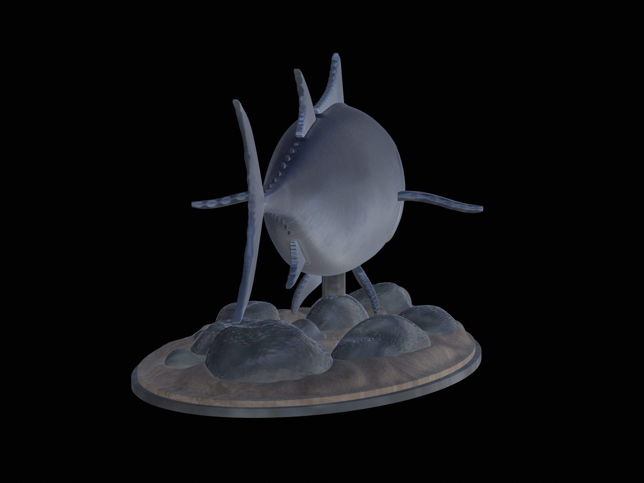 fish Atlantic bluefin tuna underwater statue detailed texture 3D print model_3