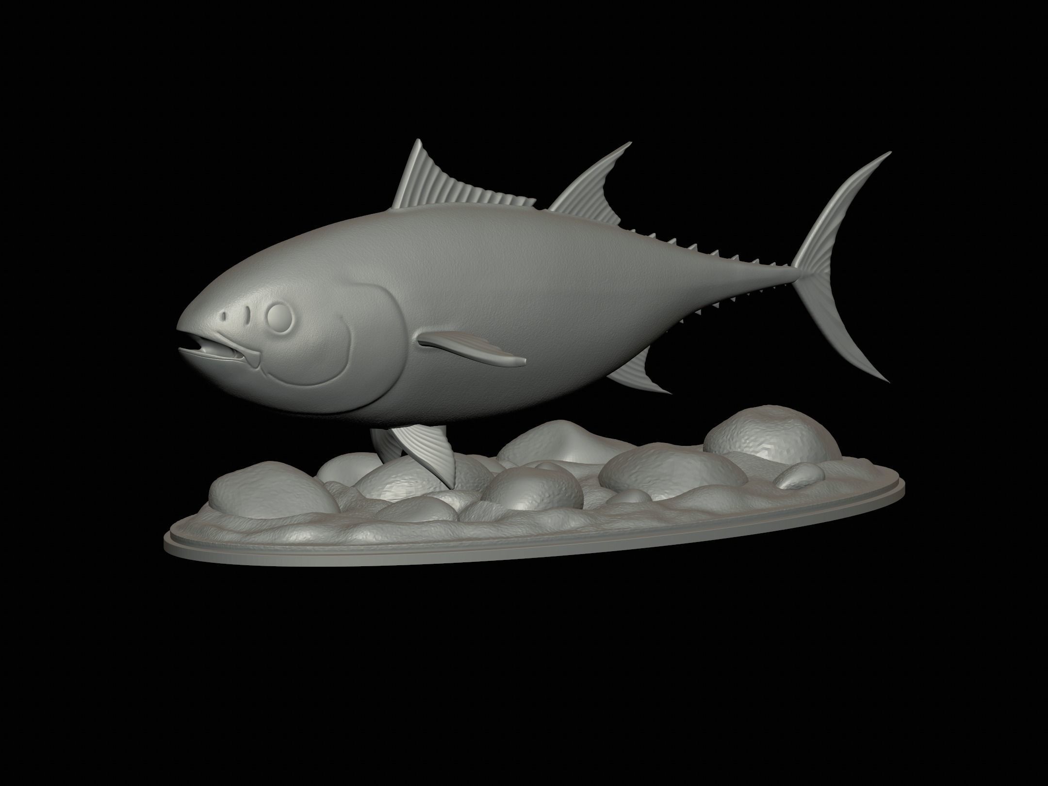 fish Atlantic bluefin tuna underwater statue detailed texture 3D print model_4