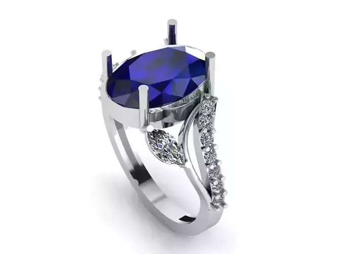 Oval blue stone ring 