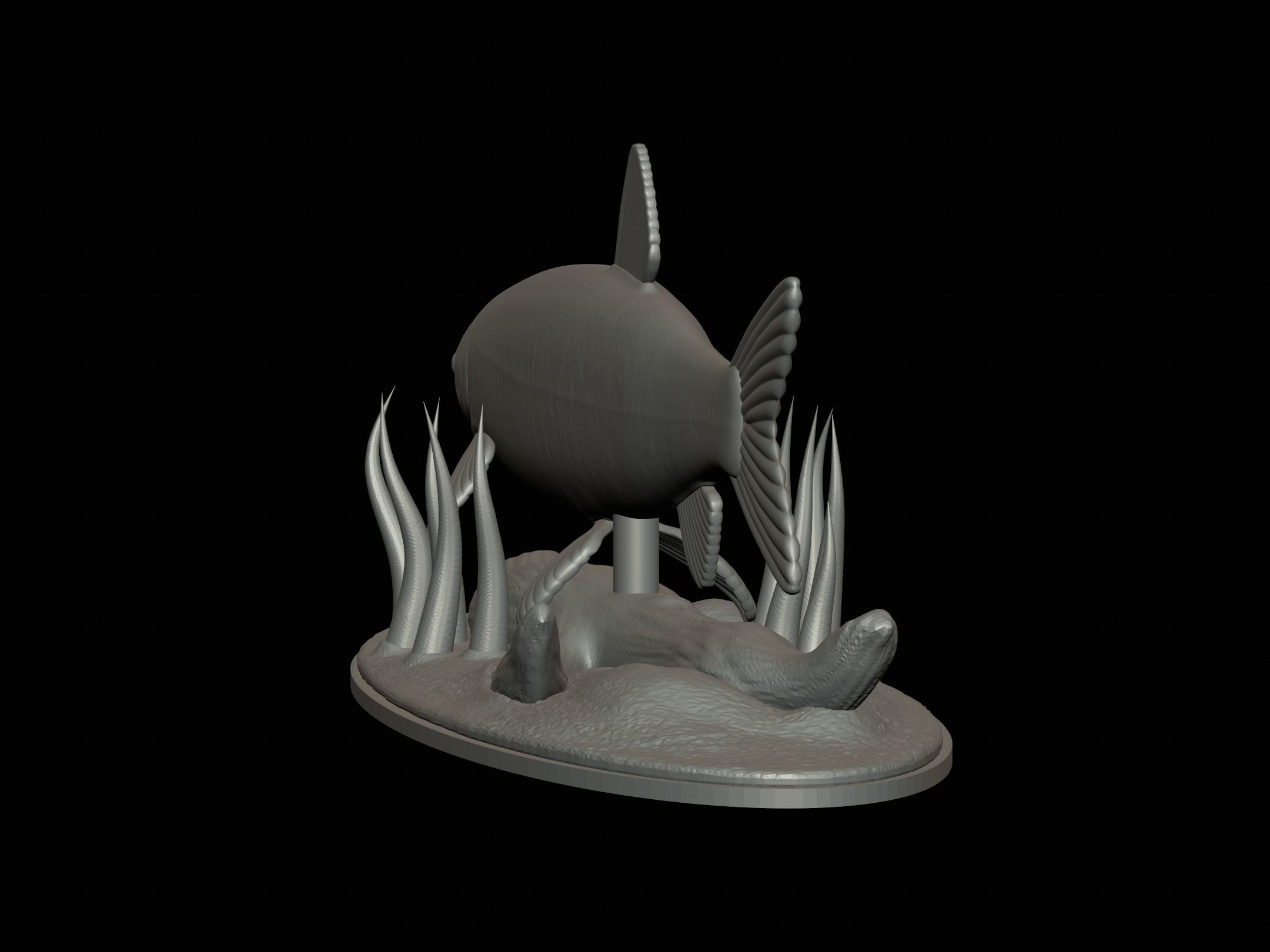 fish grass carp statue underwater detailed texture 3D print model_5
