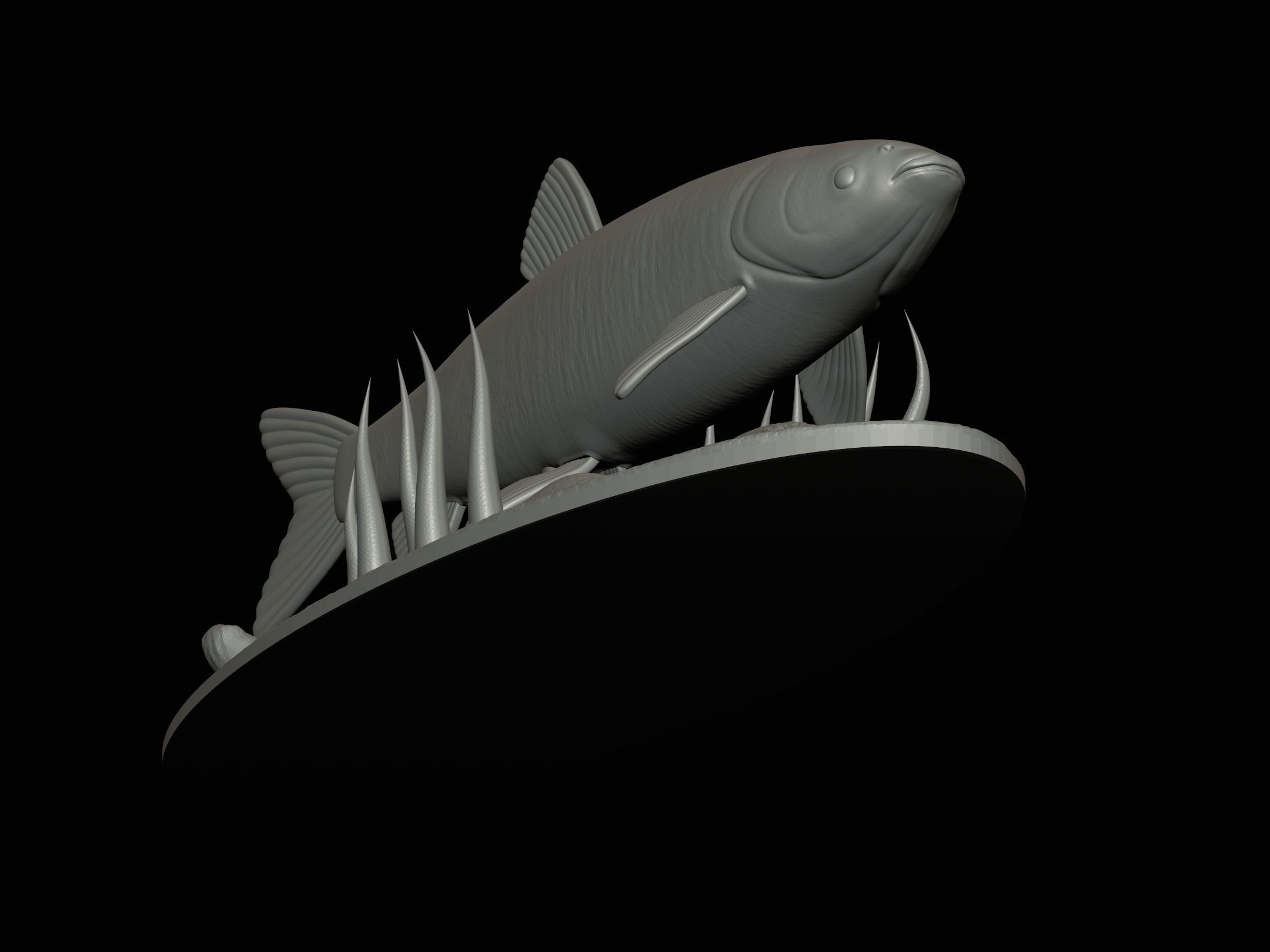 fish grass carp statue underwater detailed texture 3D print model_12