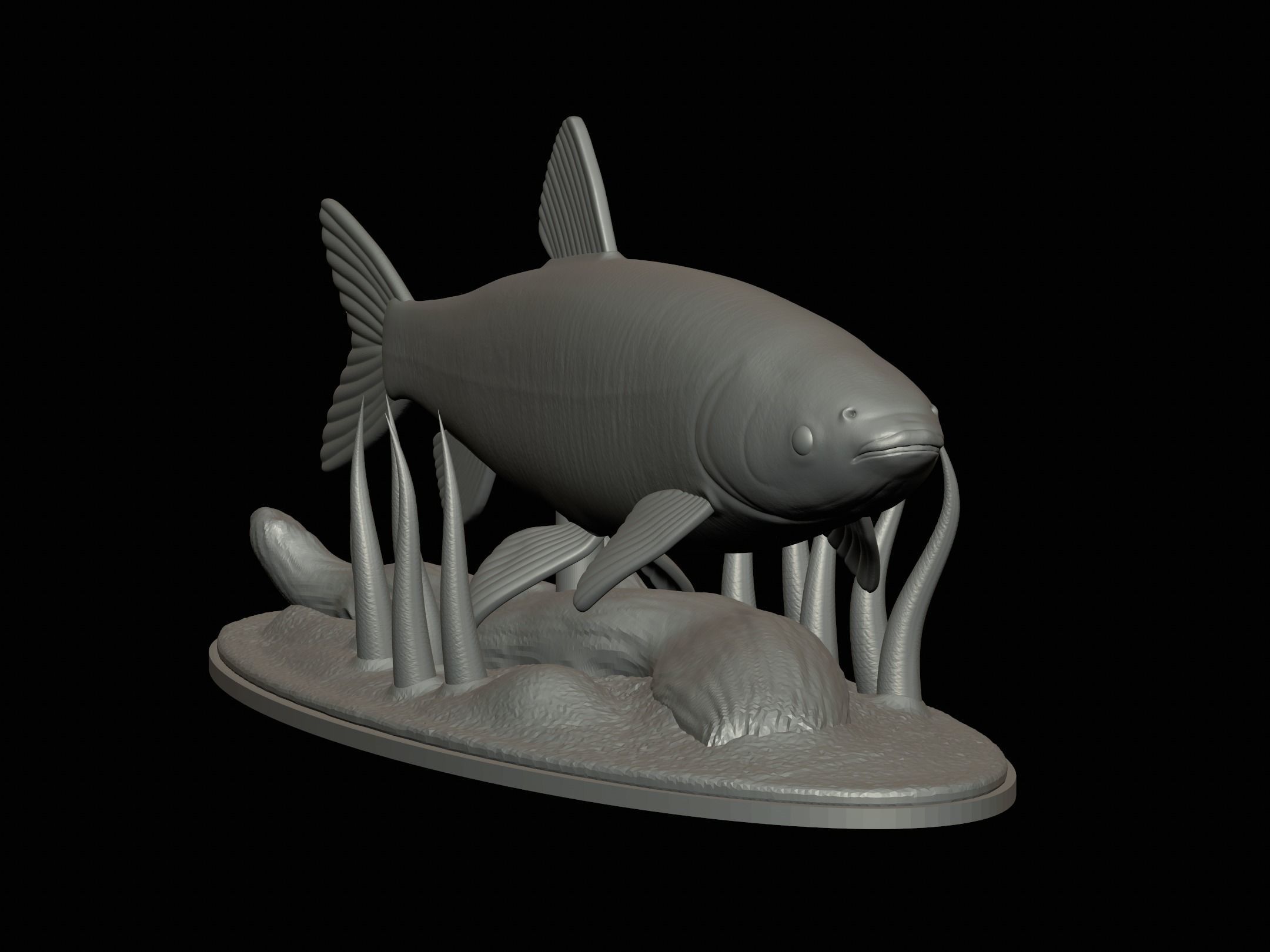 fish grass carp statue underwater detailed texture 3D print model_10