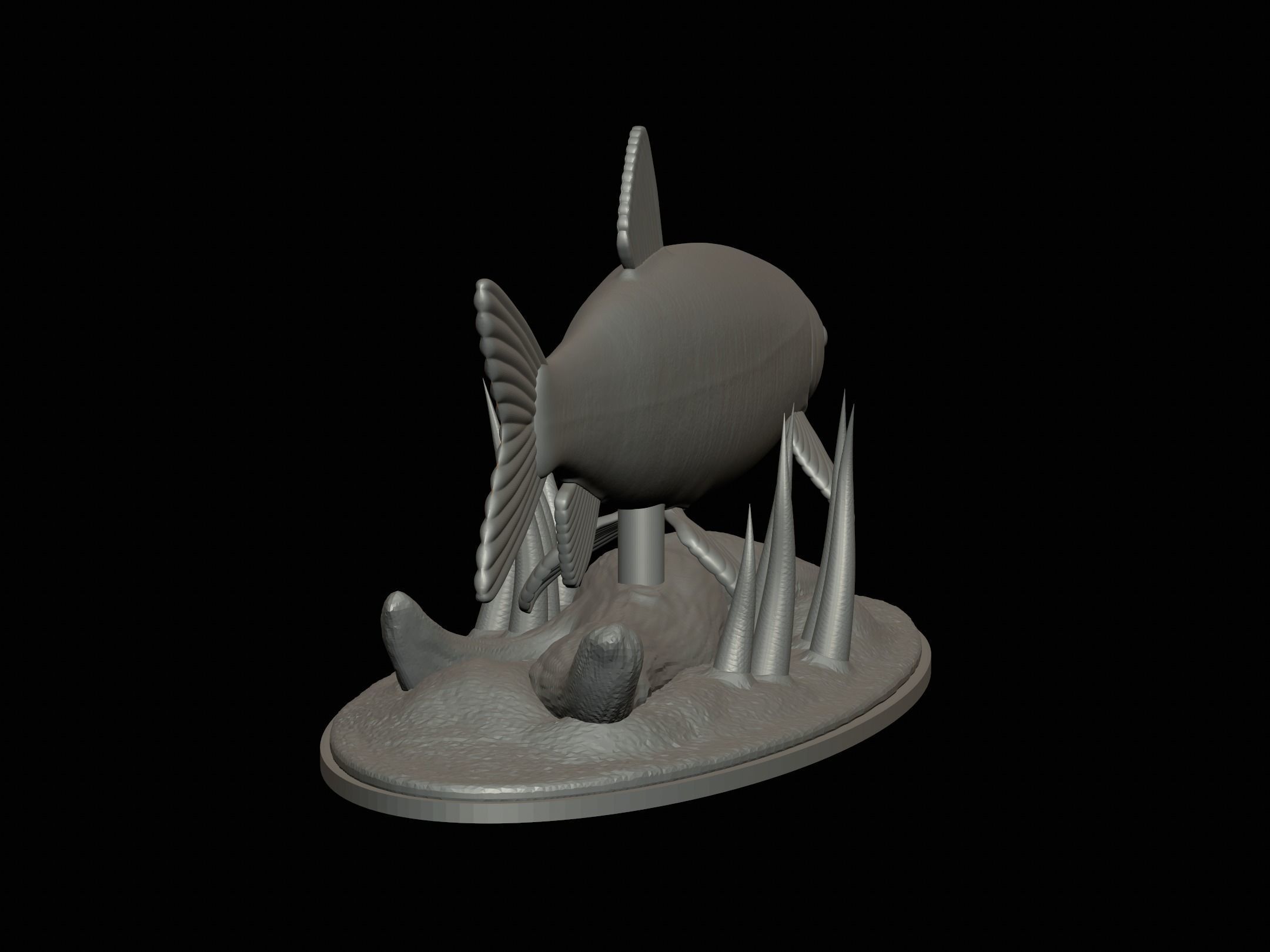 fish grass carp statue underwater detailed texture 3D print model_6