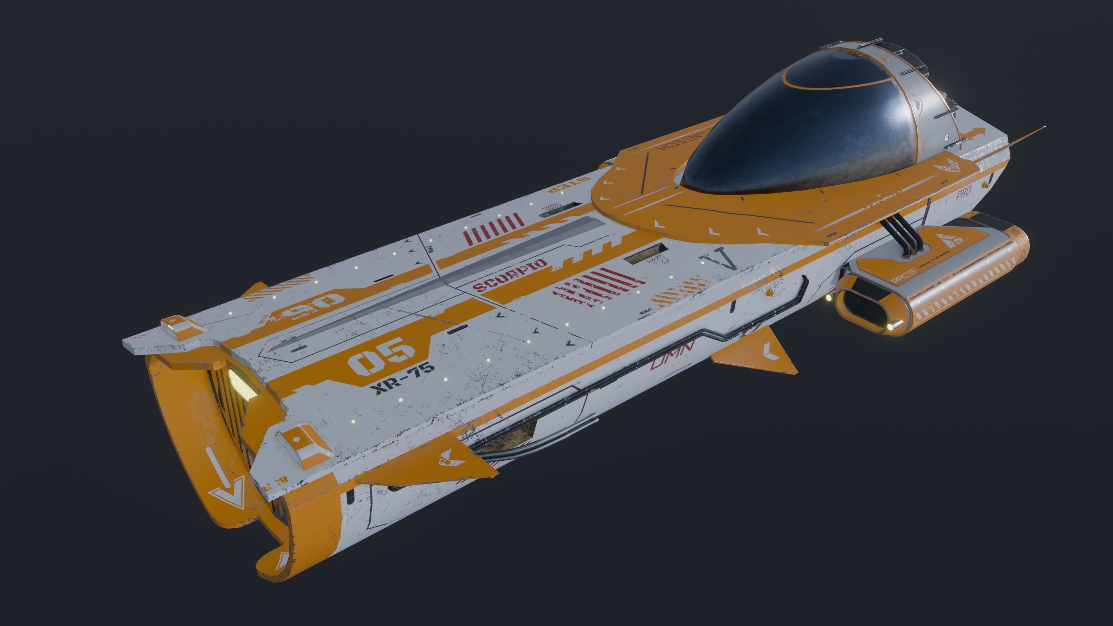 SciFi  Vehicle SCORPIO XR75 Low-poly 3D model_5