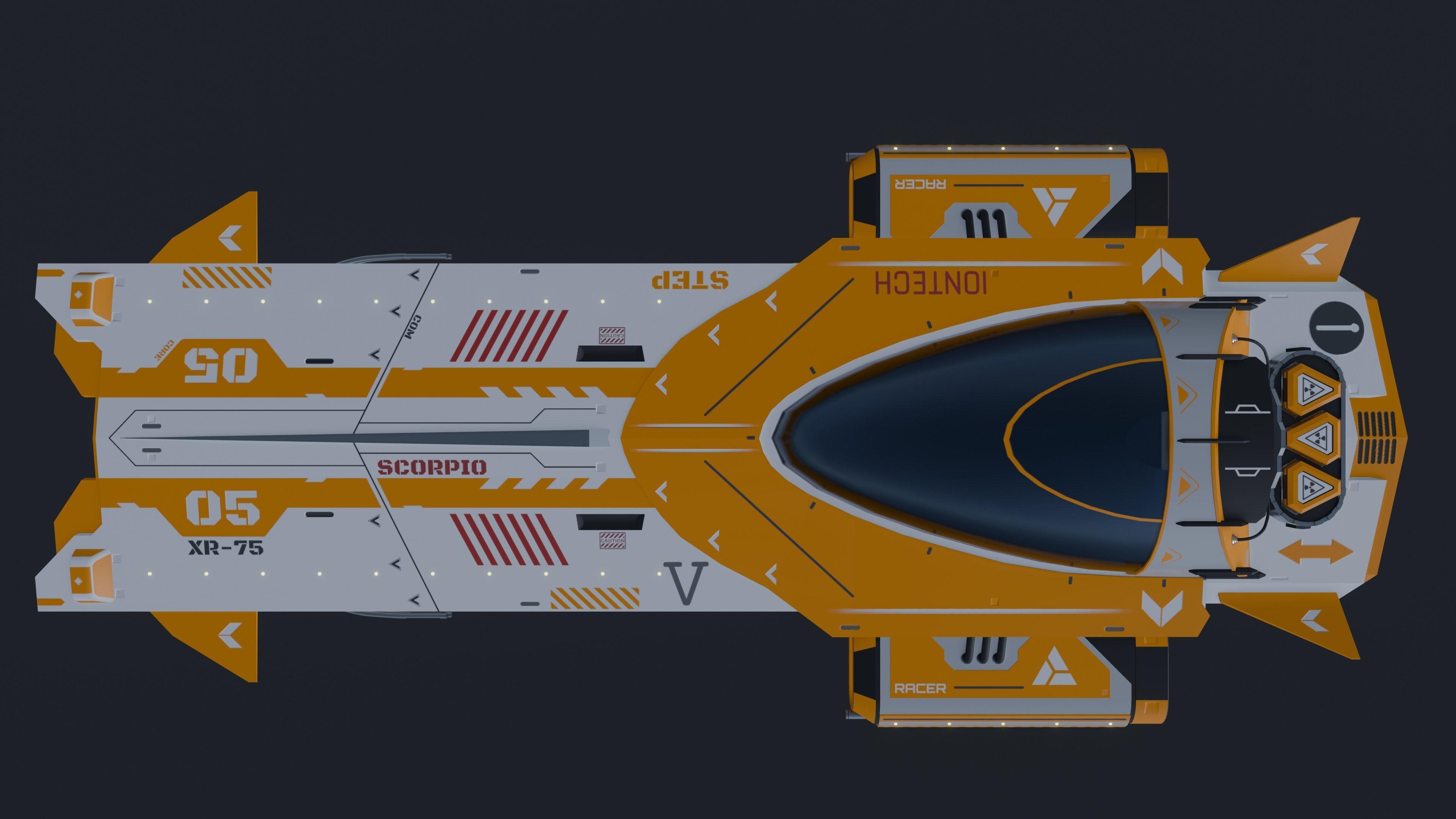 SciFi  Vehicle SCORPIO XR75 Low-poly 3D model_8