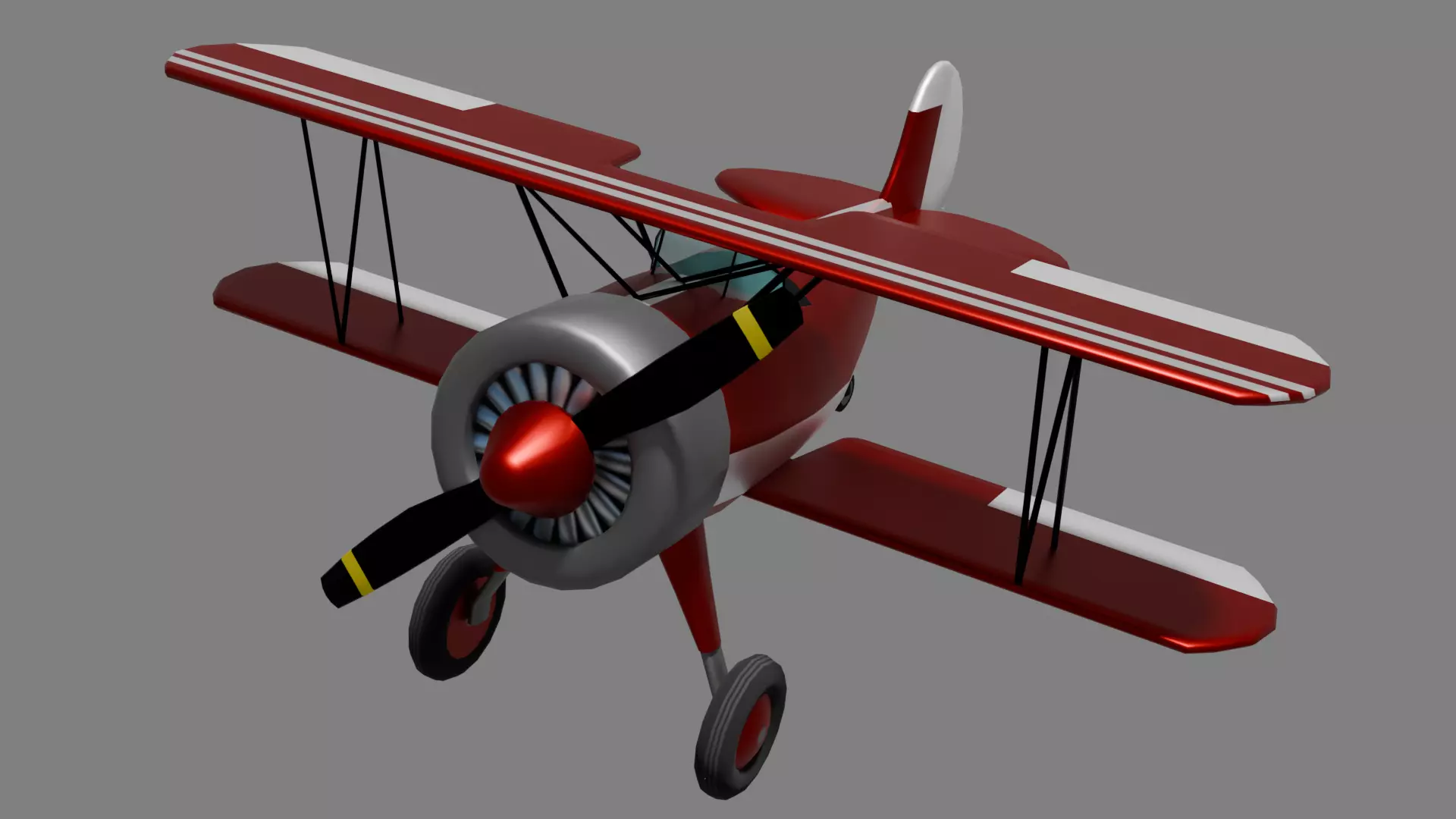 Historic Biplane - Game ready Asset Low-poly 3D model_0