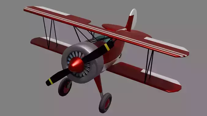 Historic Biplane - Game ready Asset Low-poly 3D model