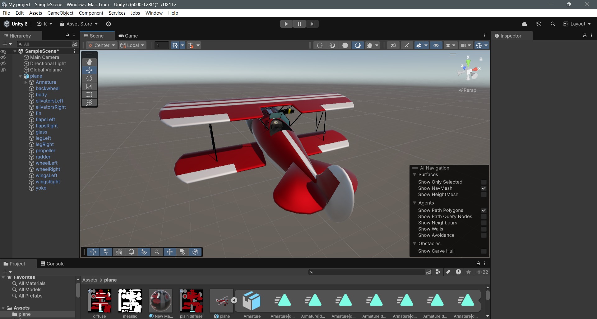 Historic Biplane - Game ready Asset Low-poly 3D model_7