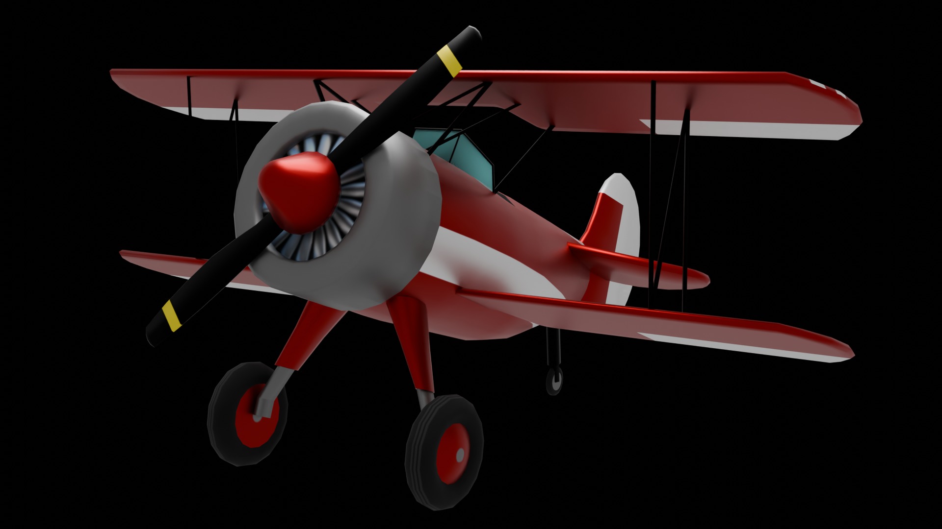 Historic Biplane - Game ready Asset Low-poly 3D model_4