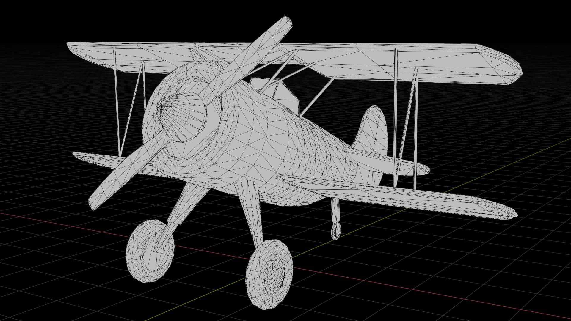 Historic Biplane - Game ready Asset Low-poly 3D model_5