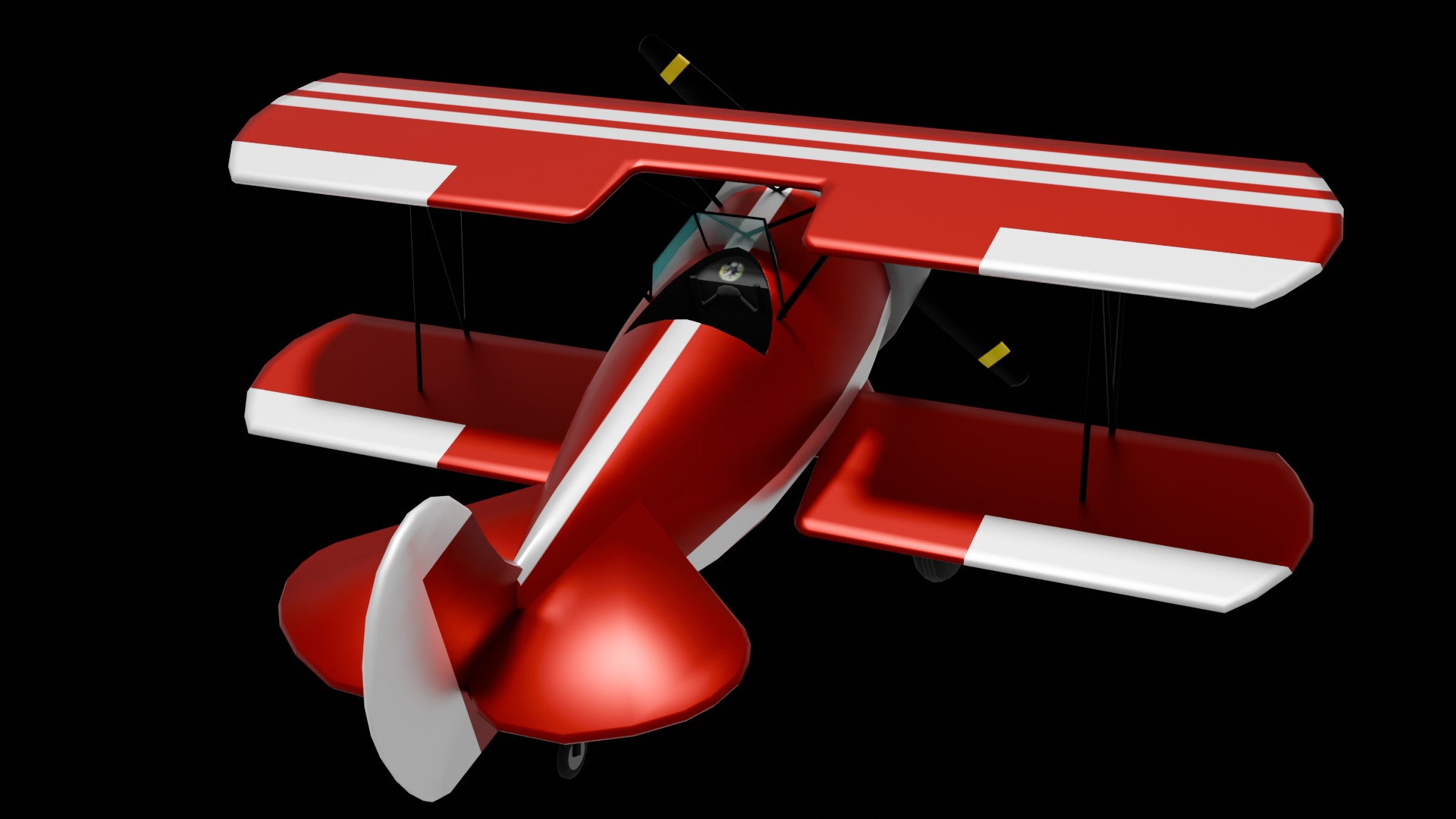 Historic Biplane - Game ready Asset Low-poly 3D model_2