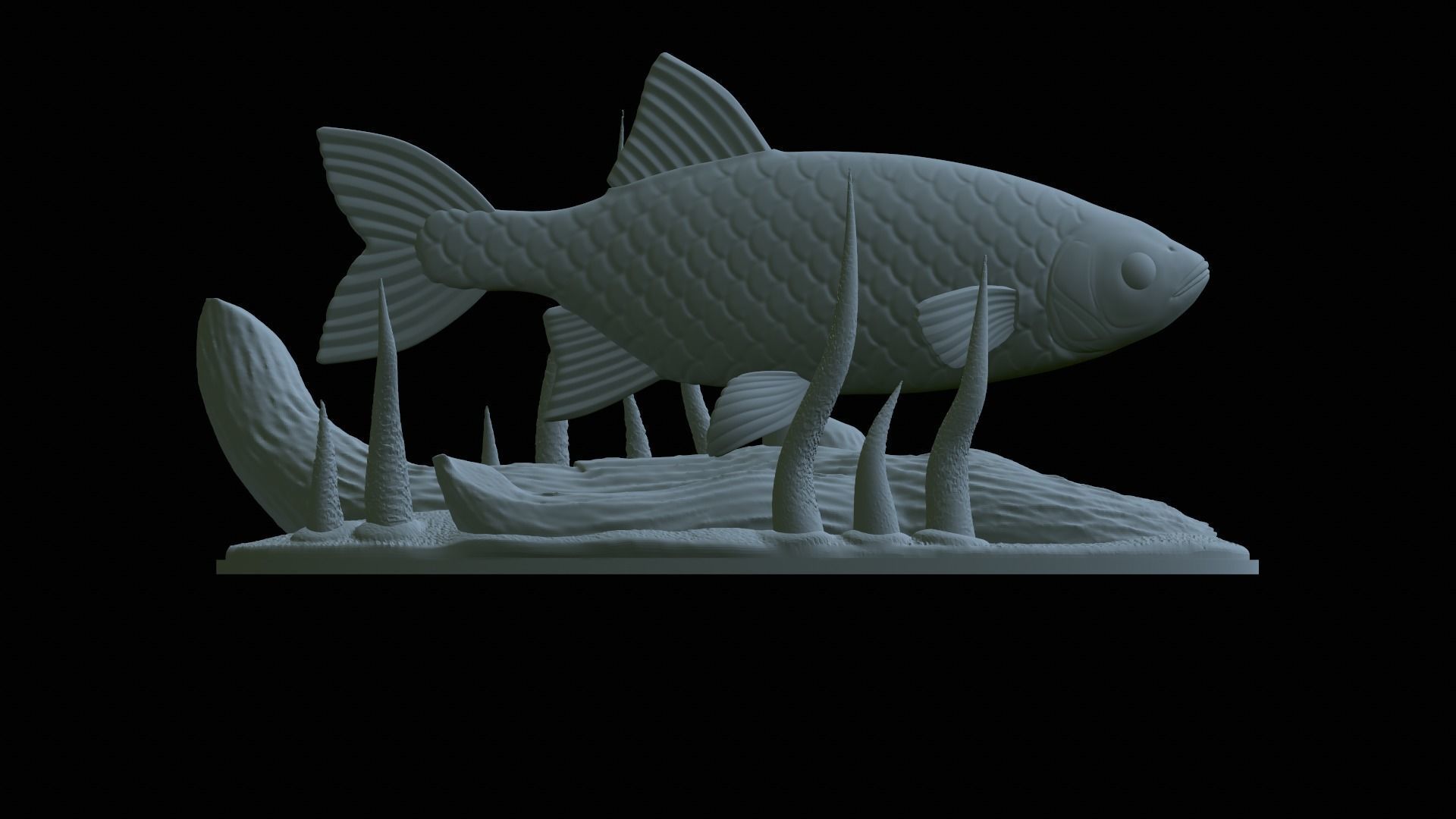 fish common rudd statue underwater detailed texture 3D print model_4