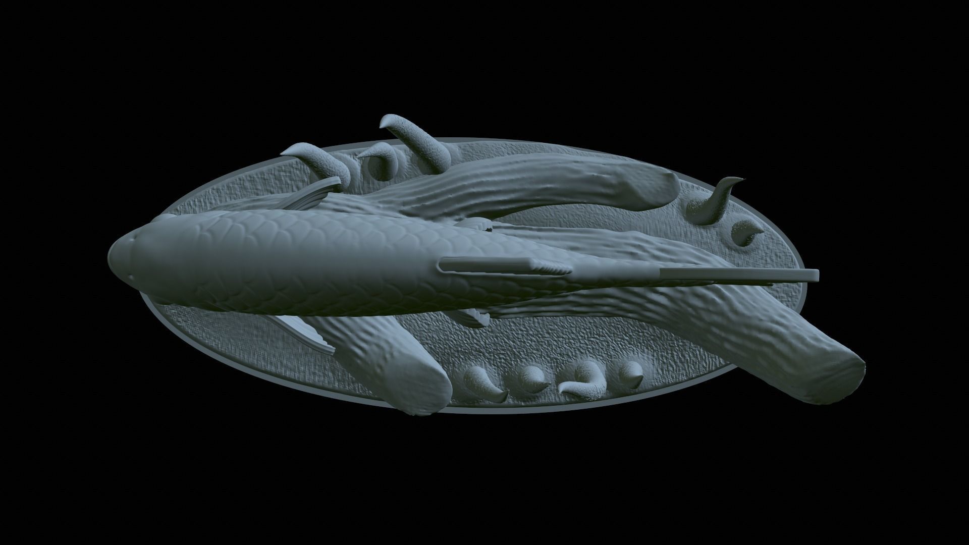 fish common rudd statue underwater detailed texture 3D print model_15