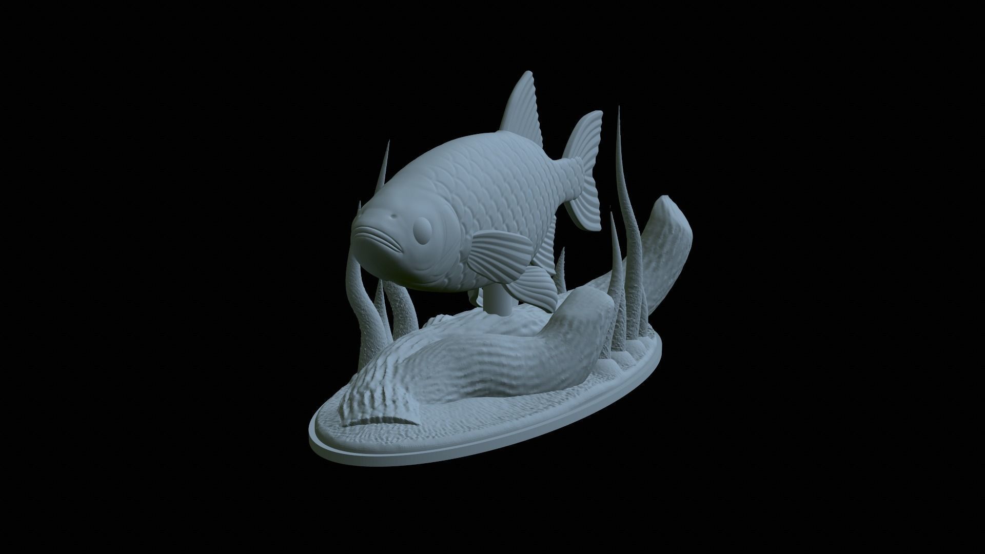 fish common rudd statue underwater detailed texture 3D print model_14